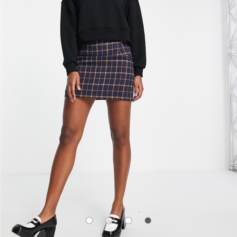 ASOS Heartbreak plaid mini skirt in green and pink size m